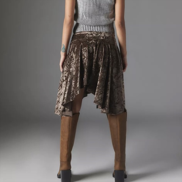 Urban Outfitters Crushed Velvet Mini Skirt Brown Small - Picture 3 of 15